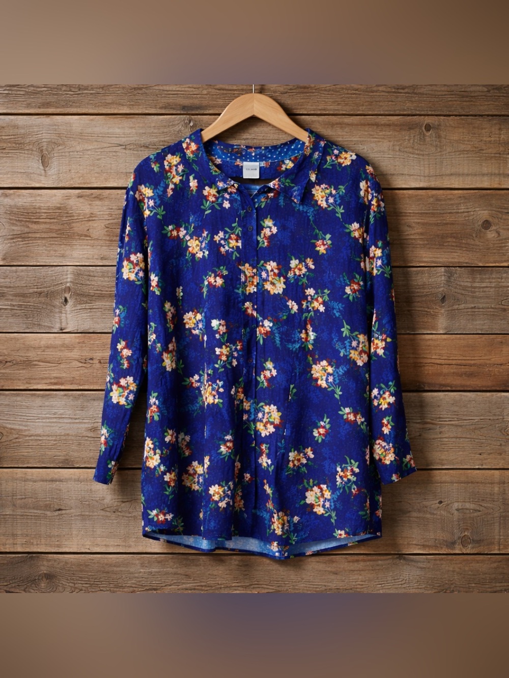 Blair 2X Button Down Floral Print Polyester Rayon Long Sleeve Shirt